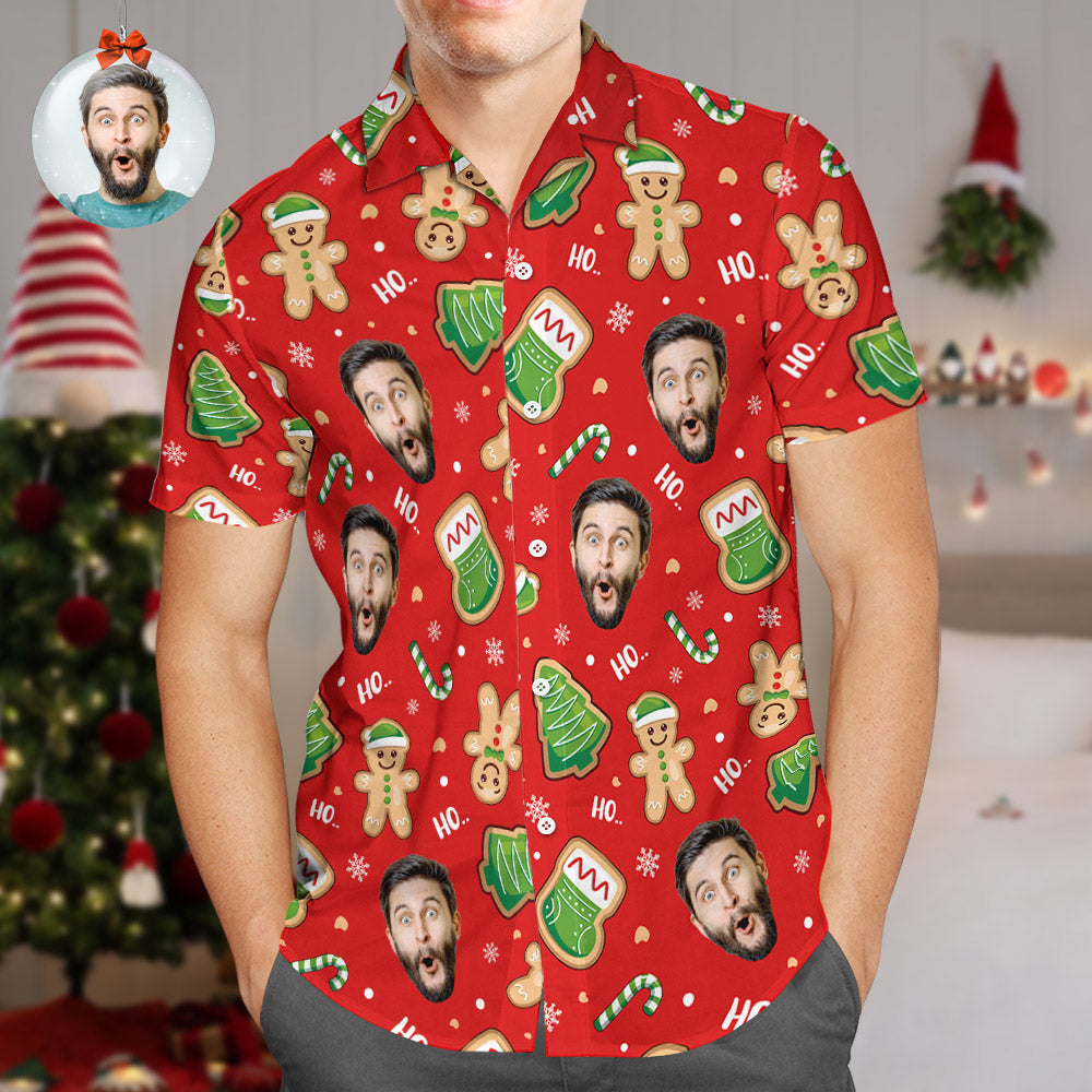 Custom Face Hawaiian Shirts A Cosy Little Men's Christmas Shirts Gift - MyFaceBoxer