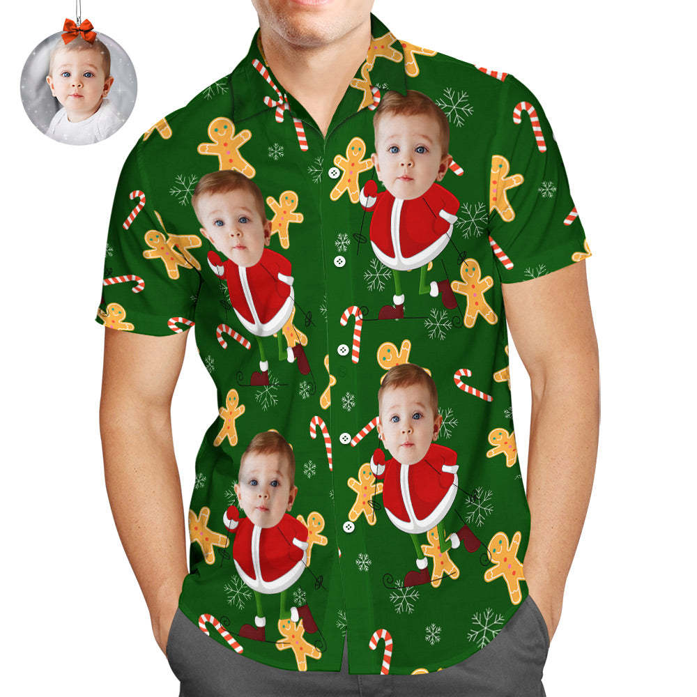 Custom Face Hawaiian Shirts Funny Face Santa Merry Christmas Shirts Gift - MyFaceBoxer