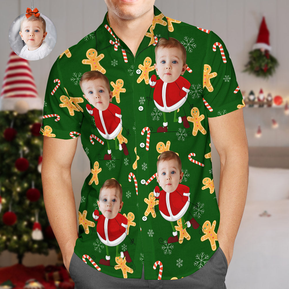 Custom Face Hawaiian Shirts Funny Face Santa Merry Christmas Shirts Gift - MyFaceBoxer