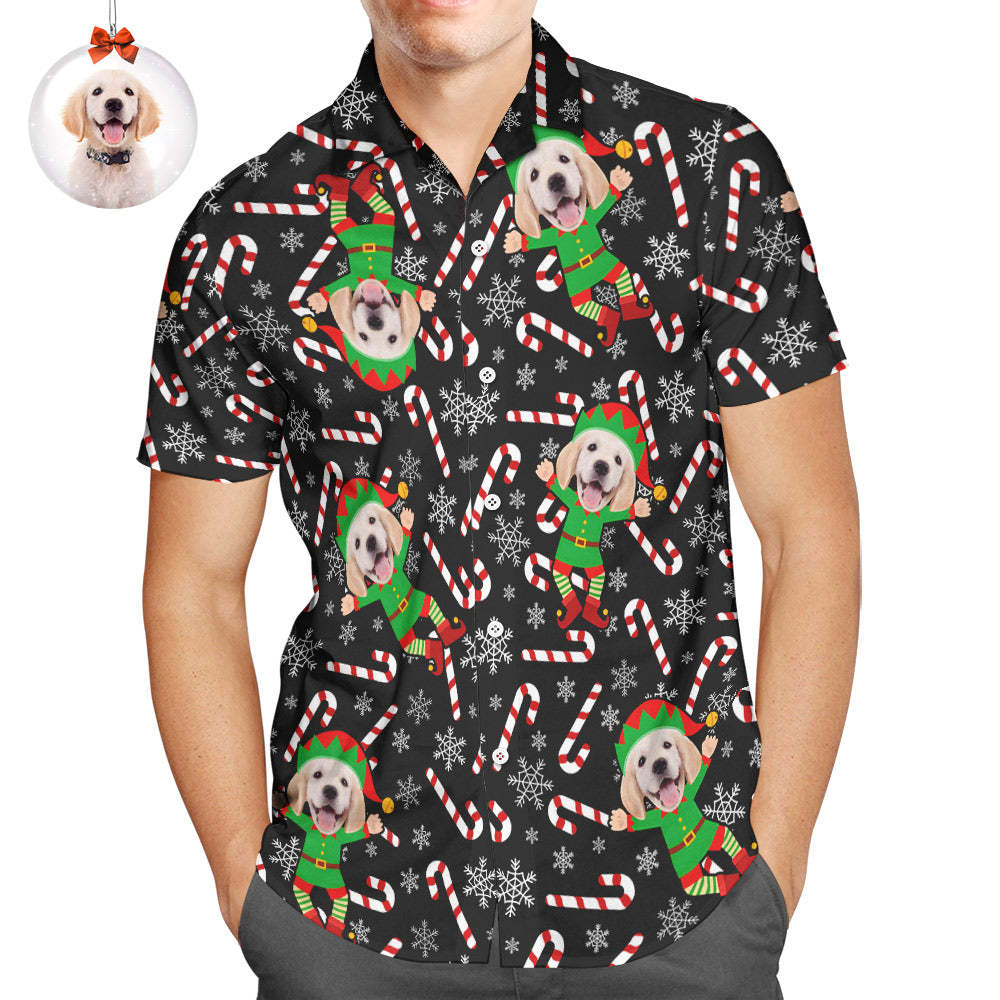 Custom Face Hawaiian Shirts The Pug Elf Christmas Hawaiian Shirt Gift - MyFaceBoxer