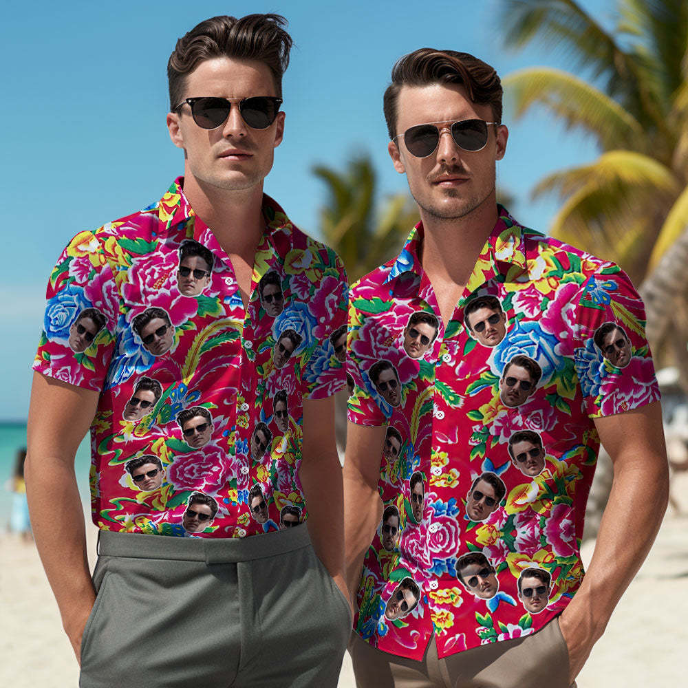 Custom Northeast Big Flower Hawaiian Shirts For Men - Chinese Dragon - MyFaceBoxer