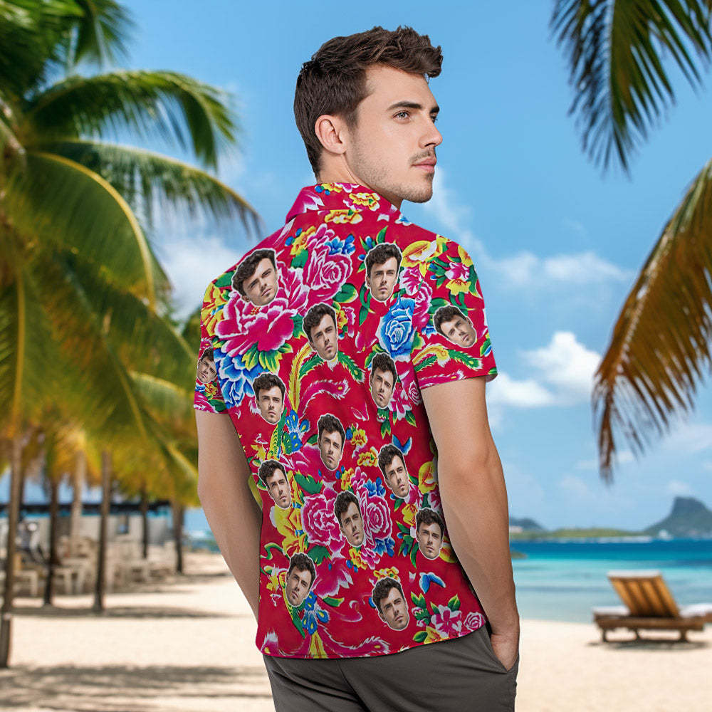 Custom Northeast Big Flower Hawaiian Shirts For Men - Chinese Dragon - MyFaceBoxer