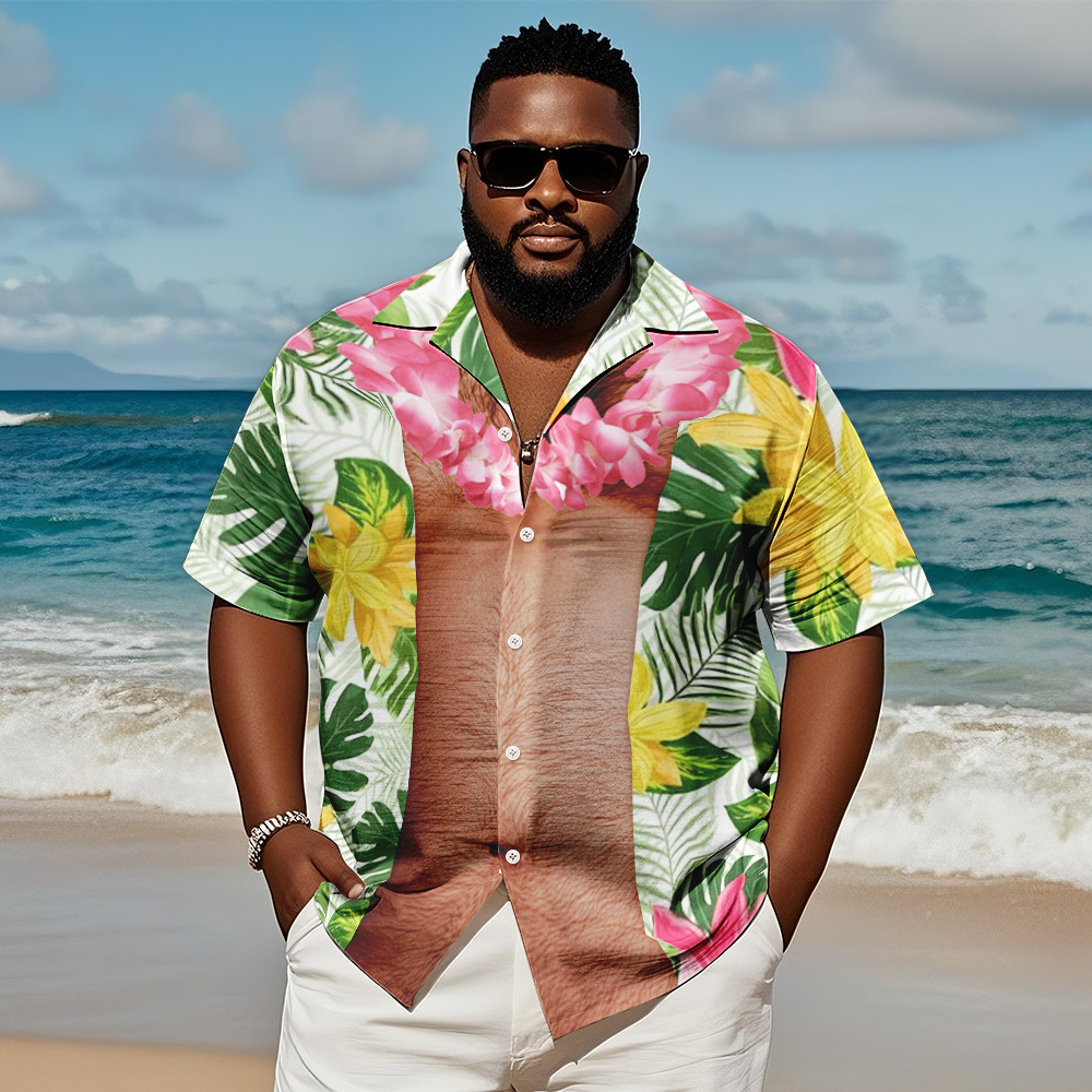 Funny Abs Aloha Tropical Flowers Hawaiian Shirt, Summer Men Beach Shirt, Six-pack Abs Hawaiian Shirt, Gift For Men, Dad, Funny Beach Shirt