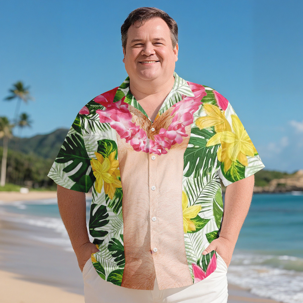 Funny Abs Aloha Tropical Flowers Hawaiian Shirt, Summer Men Beach Shirt, Six-pack Abs Hawaiian Shirt, Gift For Men, Dad, Funny Beach Shirt