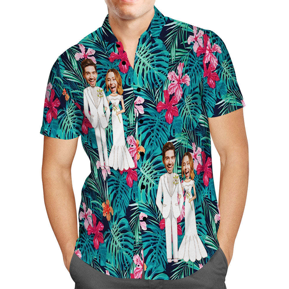 Custom Hawaiian Shirt Personalized Wedding Hawaiian Flower Shirt Best Wedding Gift Wedding Gift - MyFaceBoxer