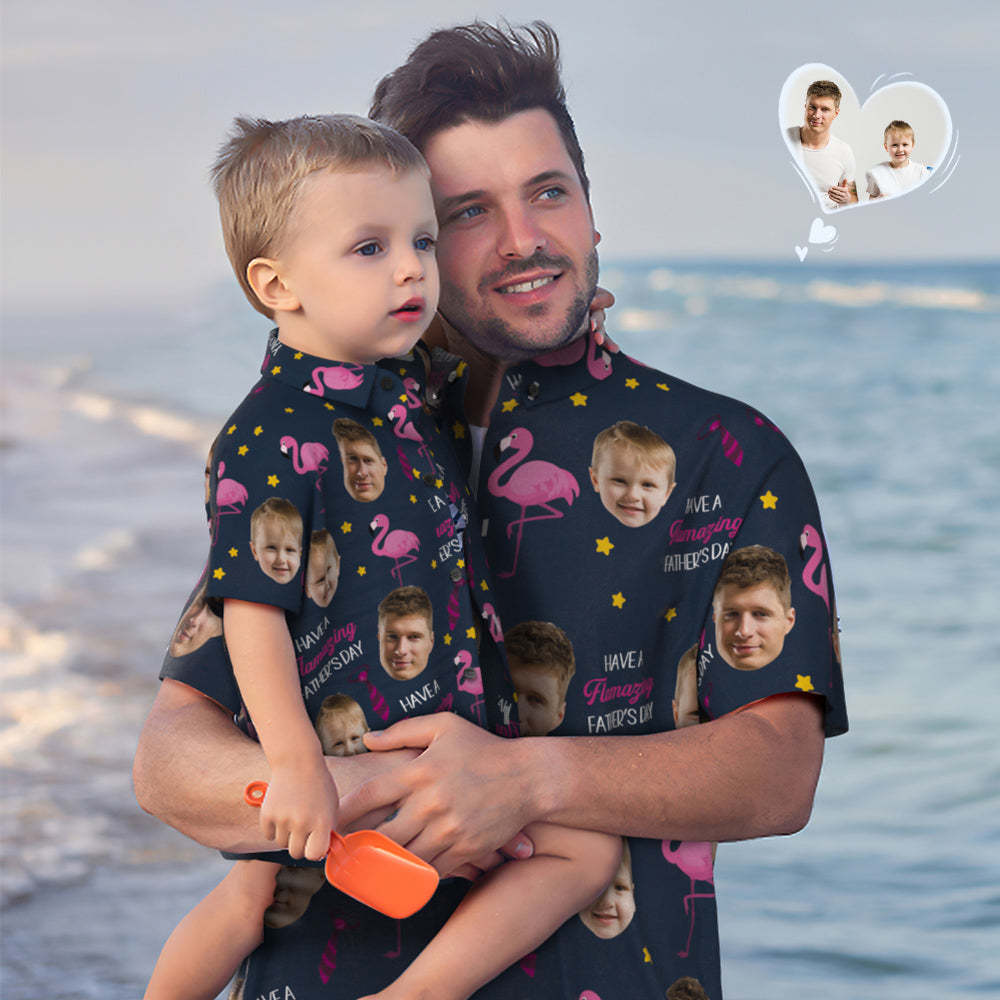 Custom Face Hawaiian Shirt Matching Father's Day Shirt Father's Day Gift - Have a Flamazing Father's Day - MyFaceBoxer