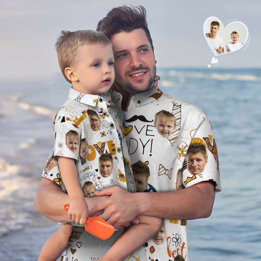 Custom Face Hawaiian Shirt Matching Father's Day Shirt Father's Day Gift - Best Dad - MyFaceBoxer