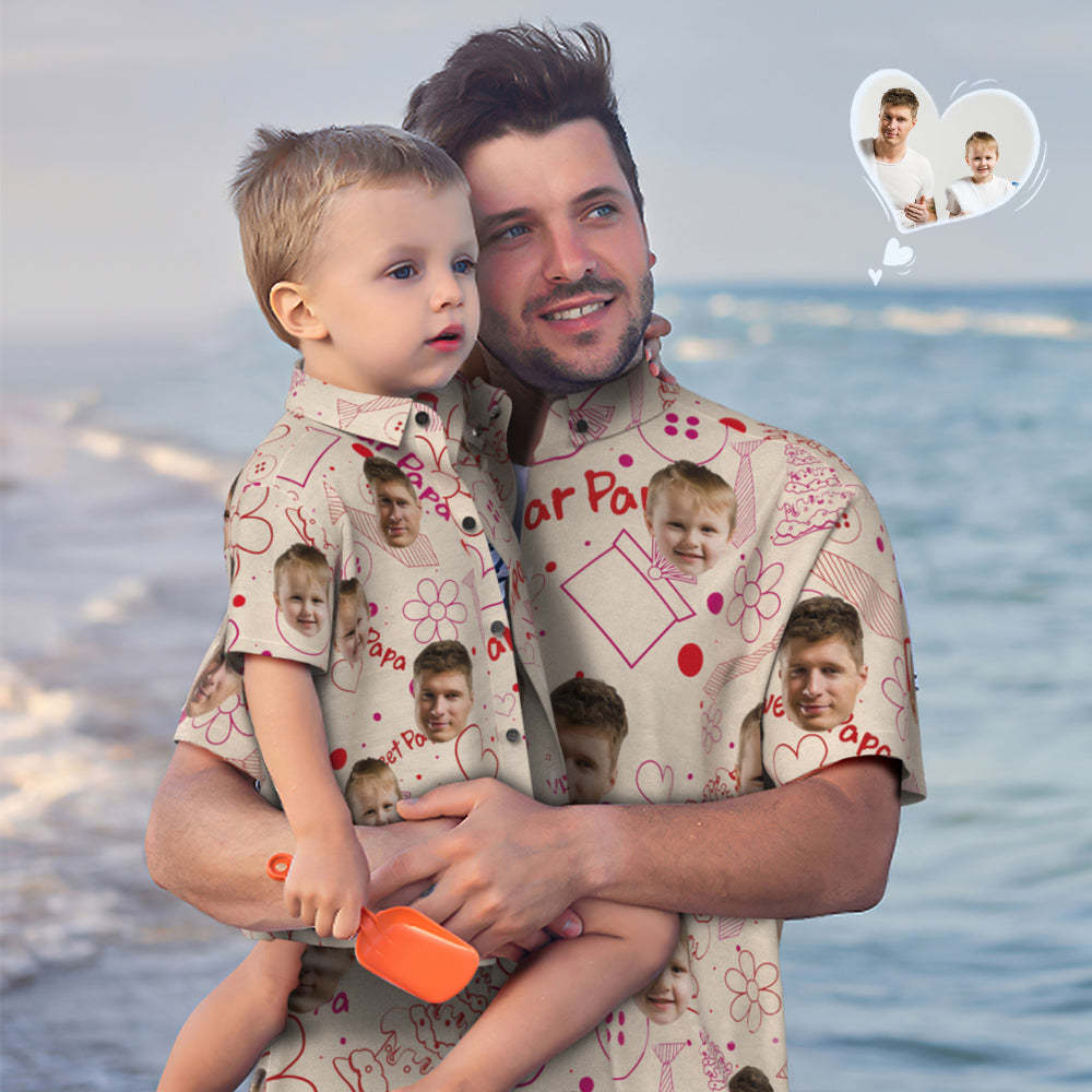 Custom Face Hawaiian Shirt Matching Father's Day Shirt Father's Day Gift - Sweet Papa - MyFaceBoxer