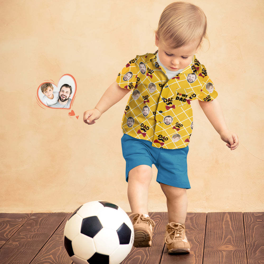 Custom Photo Hawaiian Shirt Personalized Face Hawaiian Shirt Gift Father's Day Gift - I LOVE MY DAD - MyFaceBoxer