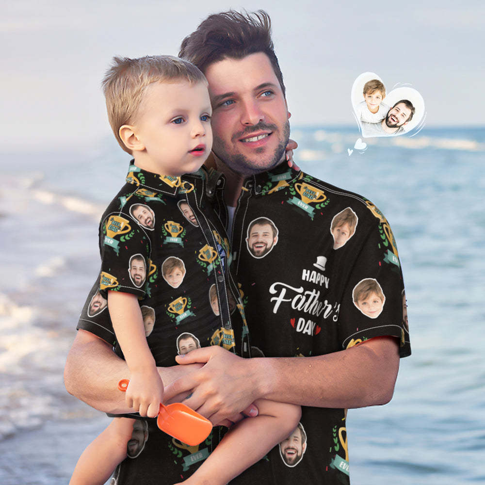 Custom Photo Hawaiian Shirt Personalized Face Hawaiian Shirt Gift Father's Day Gift - Best Dad Ever - MyFaceBoxer