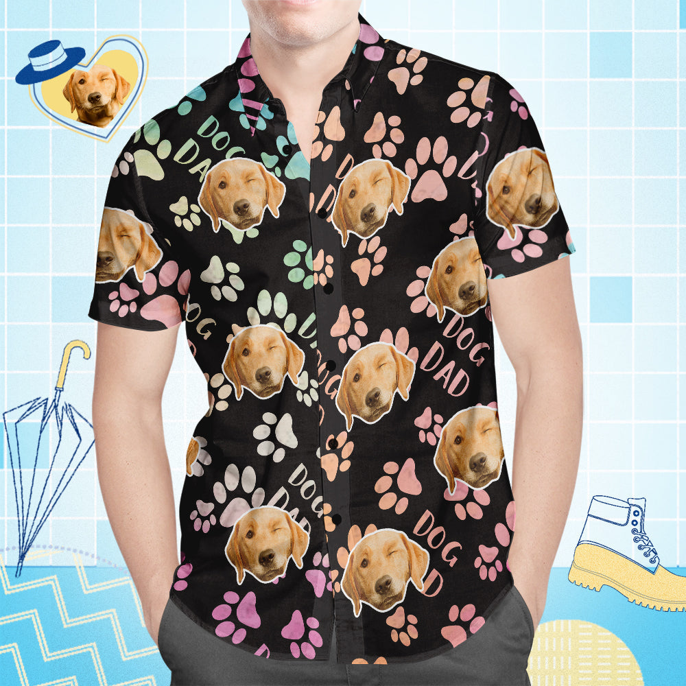 Father's Day Gifts Custom Face Hawaiian Shirt with Dog Face All Over Print Men's Shirt Dog Dad