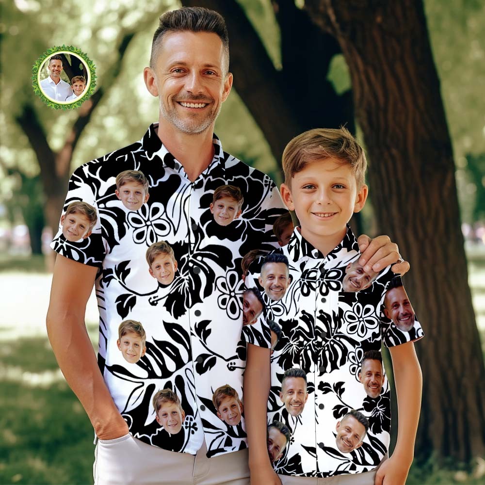 Custom Face Hawaiian Style Big Hibiscus Shirt Family Matching - MyFaceBoxer