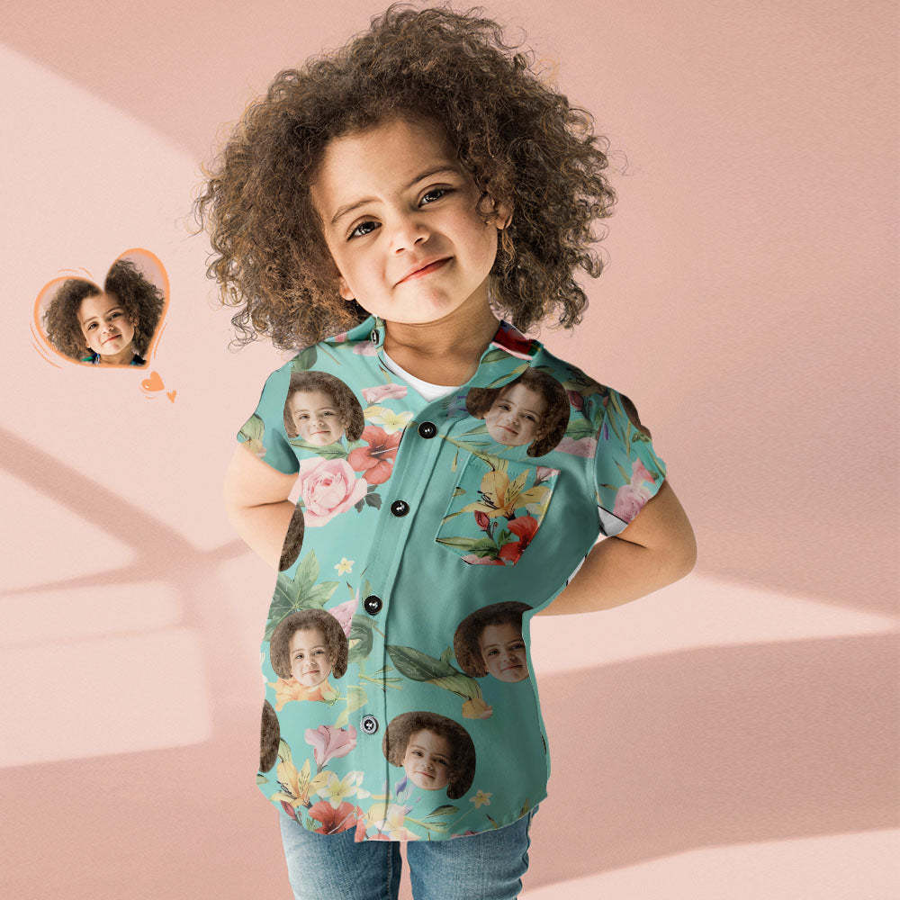 Custom Face Hawaiian Style Shirt Flowers Family Matching - MyFaceBoxer