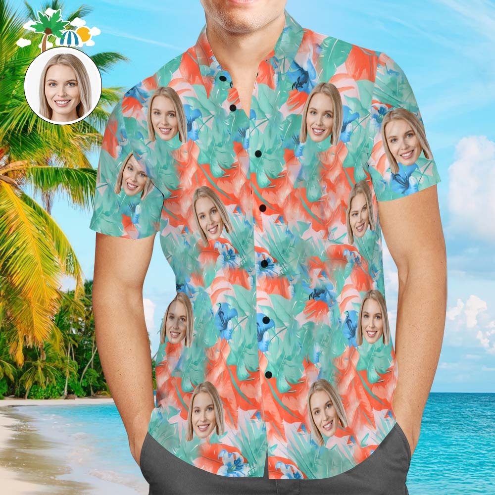 Custom Face Hawaiian Style Multicoloured Shirt Family Matching - MyFaceBoxer