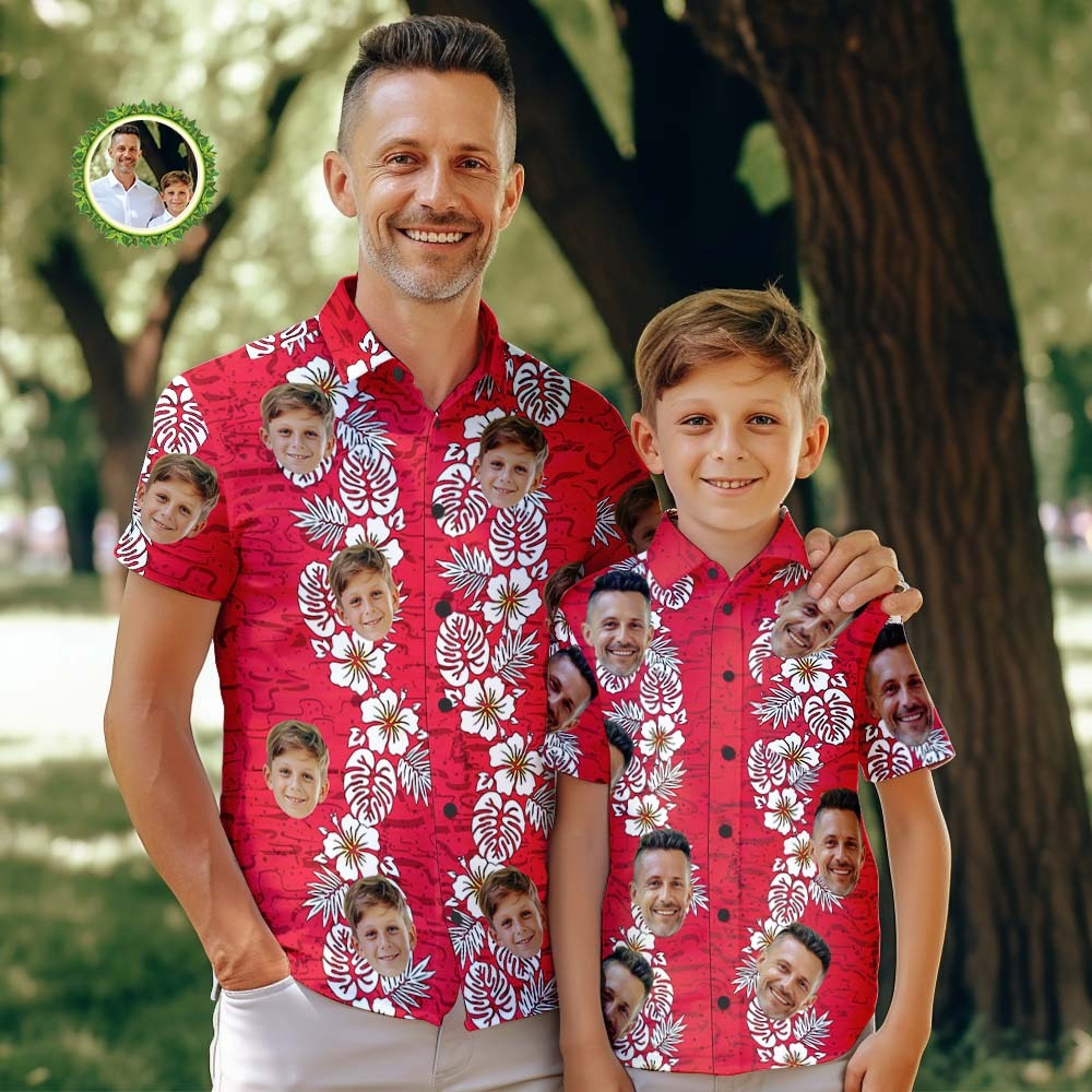Custom Face Hawaiian Style Relaxed Shirt Family Matching - MyFaceBoxer