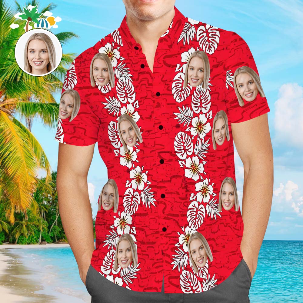 Custom Face Hawaiian Style Relaxed Shirt Family Matching
