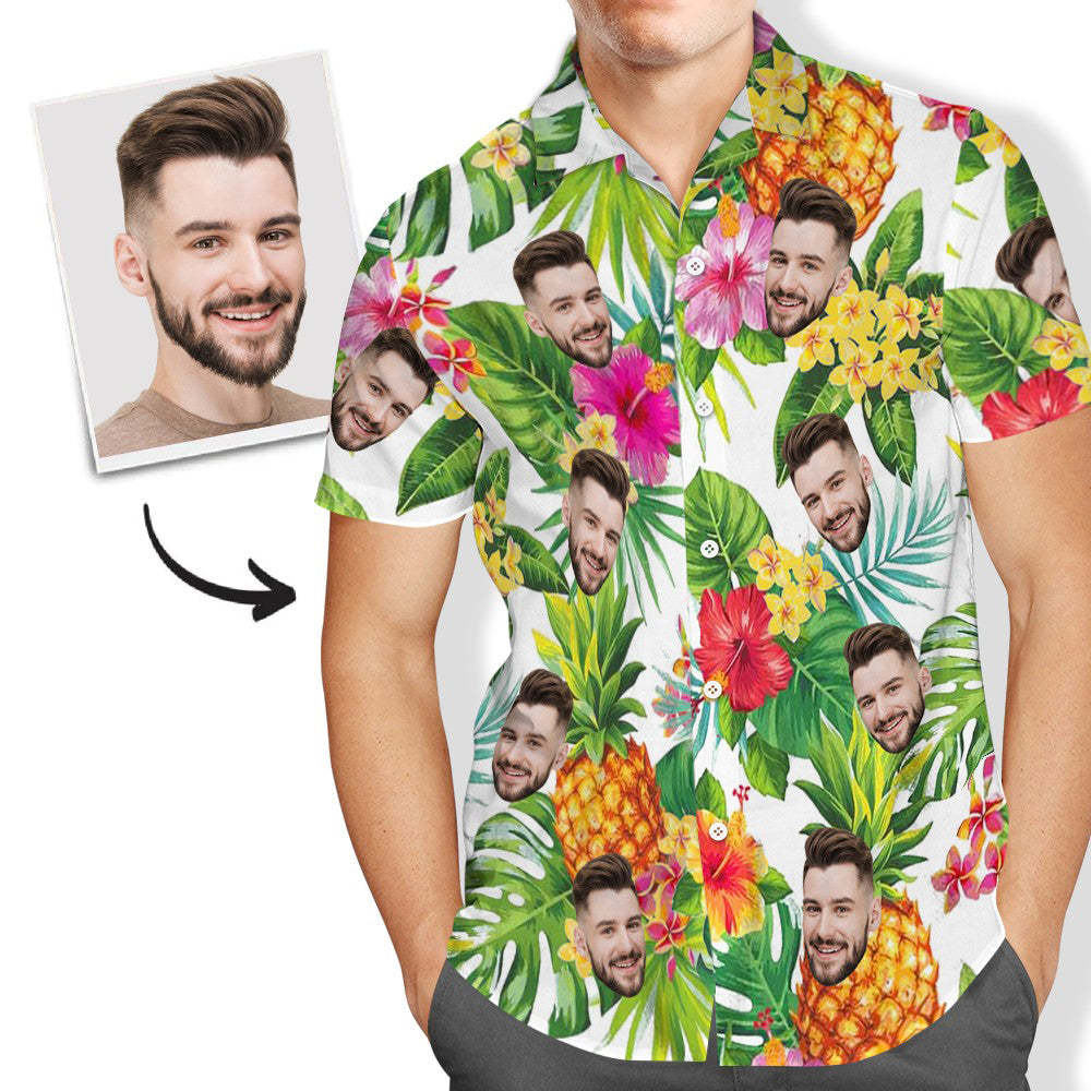 Custom Face Hawaiian Shirt Personalized Funny Shirt with Photo Great Birthday Vacation Party Gift For Him - MyFaceBoxer