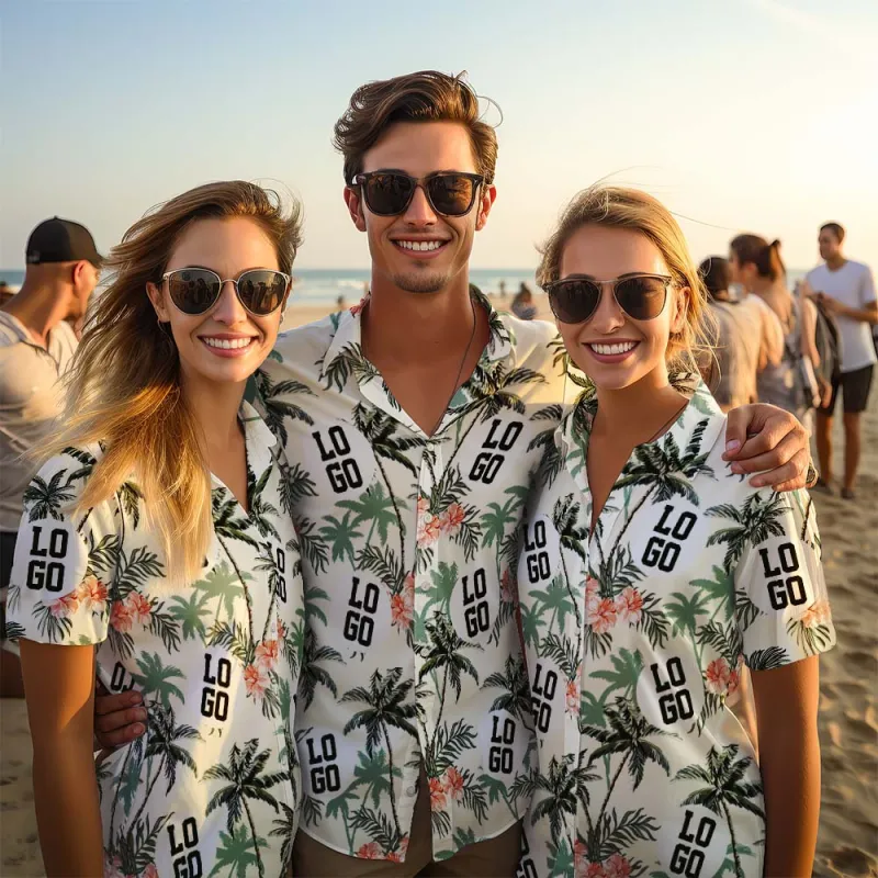 Custom Logo Hawaiian Shirt Vintage Hawaiian Beach Shirts Photo & Print Button-Down Shirt