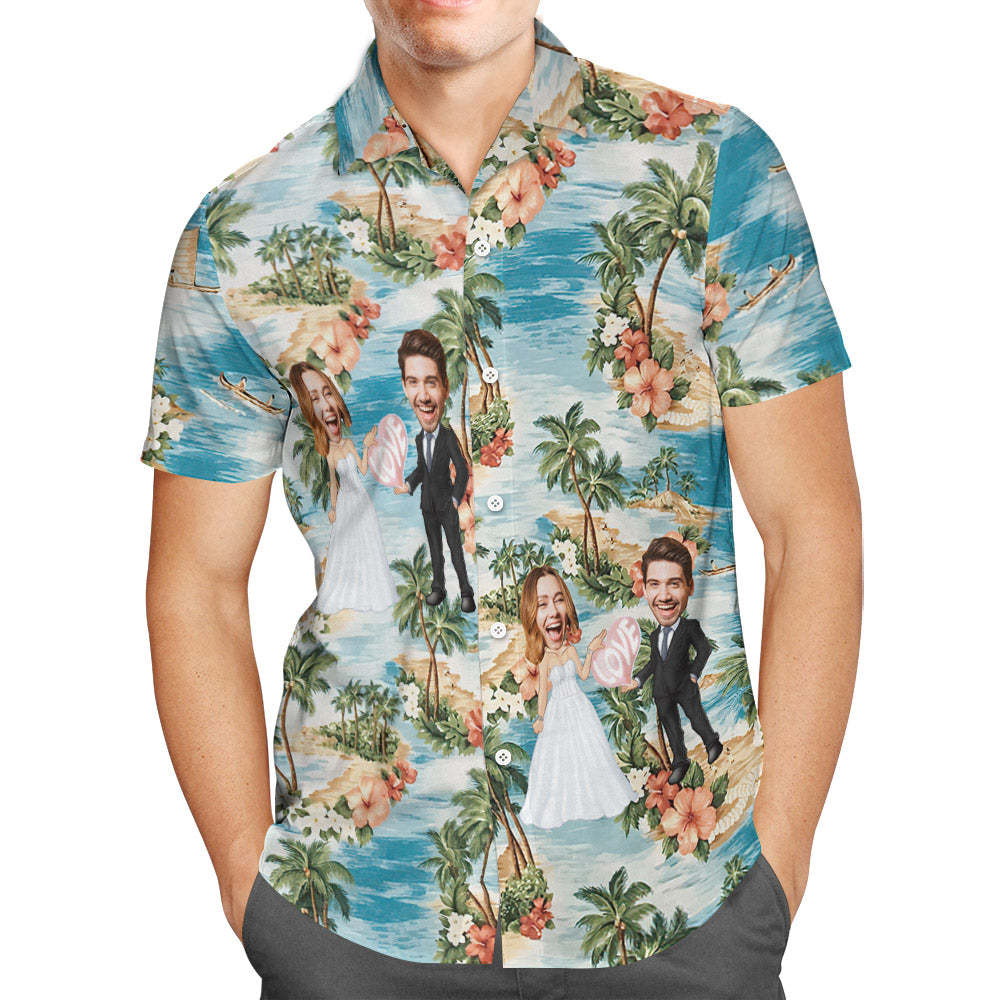 Custom Hawaiian Shirt Personalized Wedding Hawaiian Shirt Best Wedding Gift Wedding Gift - MyFaceBoxer
