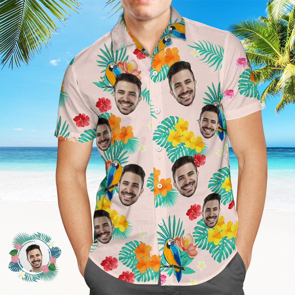 Custom Photo Hawaiian Shirt Beach Vacation Men's Popular All Over Print Hawaiian Beach Shirt Holiday Gift Island Time - MyFaceBoxer