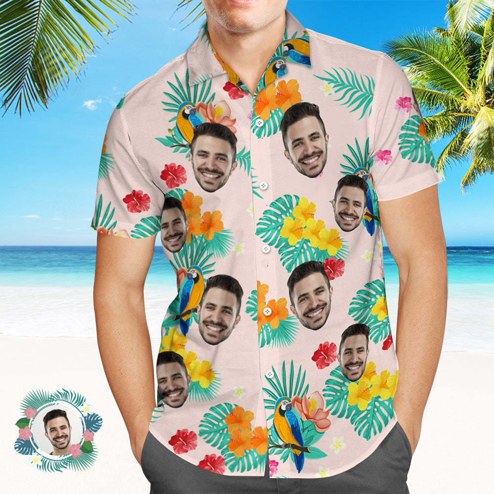 Custom Photo Hawaiian Shirt Beach Vacation Men's Popular All Over Print Hawaiian Beach Shirt Holiday Gift Island Time - MyFaceBoxer