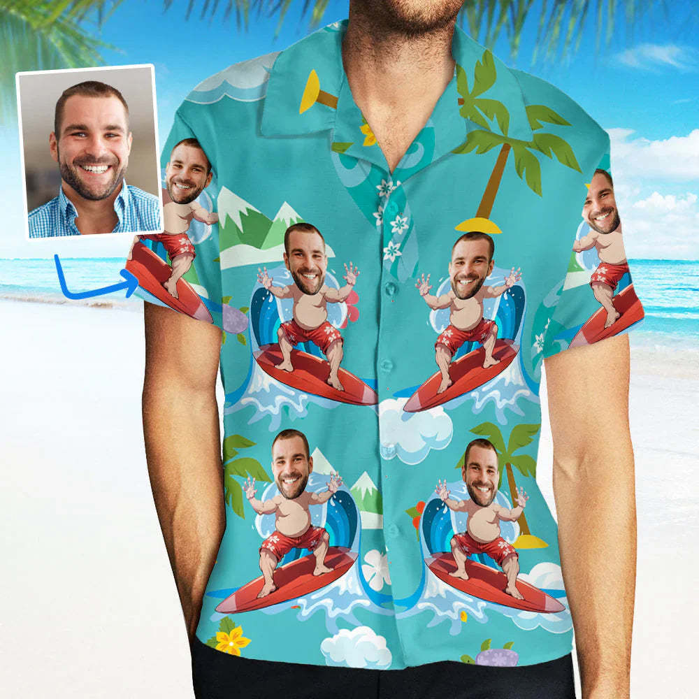 Custom Hawaiian Shirts Personalized Summer Style Hawaiian Shirts for Men 6 Styles - MyFaceBoxer
