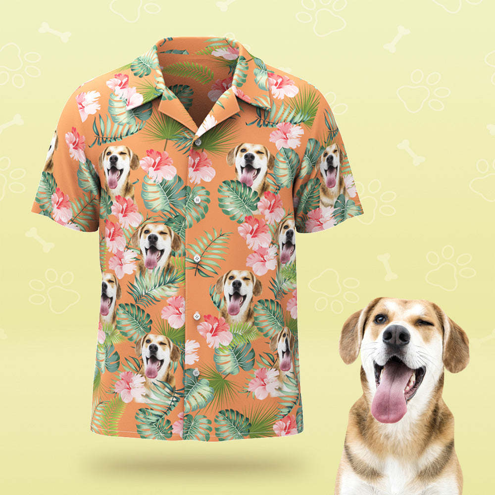 Custom Hawaiian Shirts Men Hawaiian Shirts Personalized Dog Face on a Hawaiian Shirt for Pet Lover - MyFaceBoxer