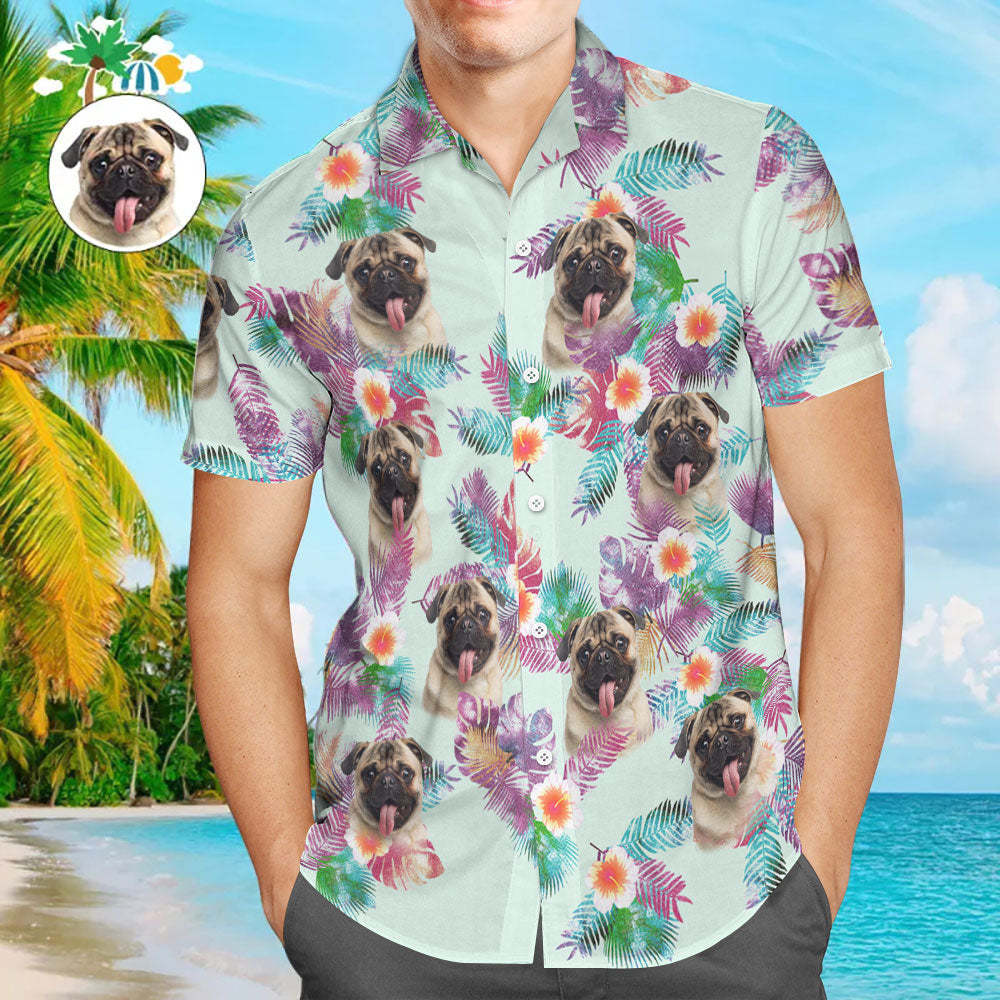 Custom Face Men Hawaiian Shirts Personalized Cute Dog Face for Pet Lover - MyFaceBoxer