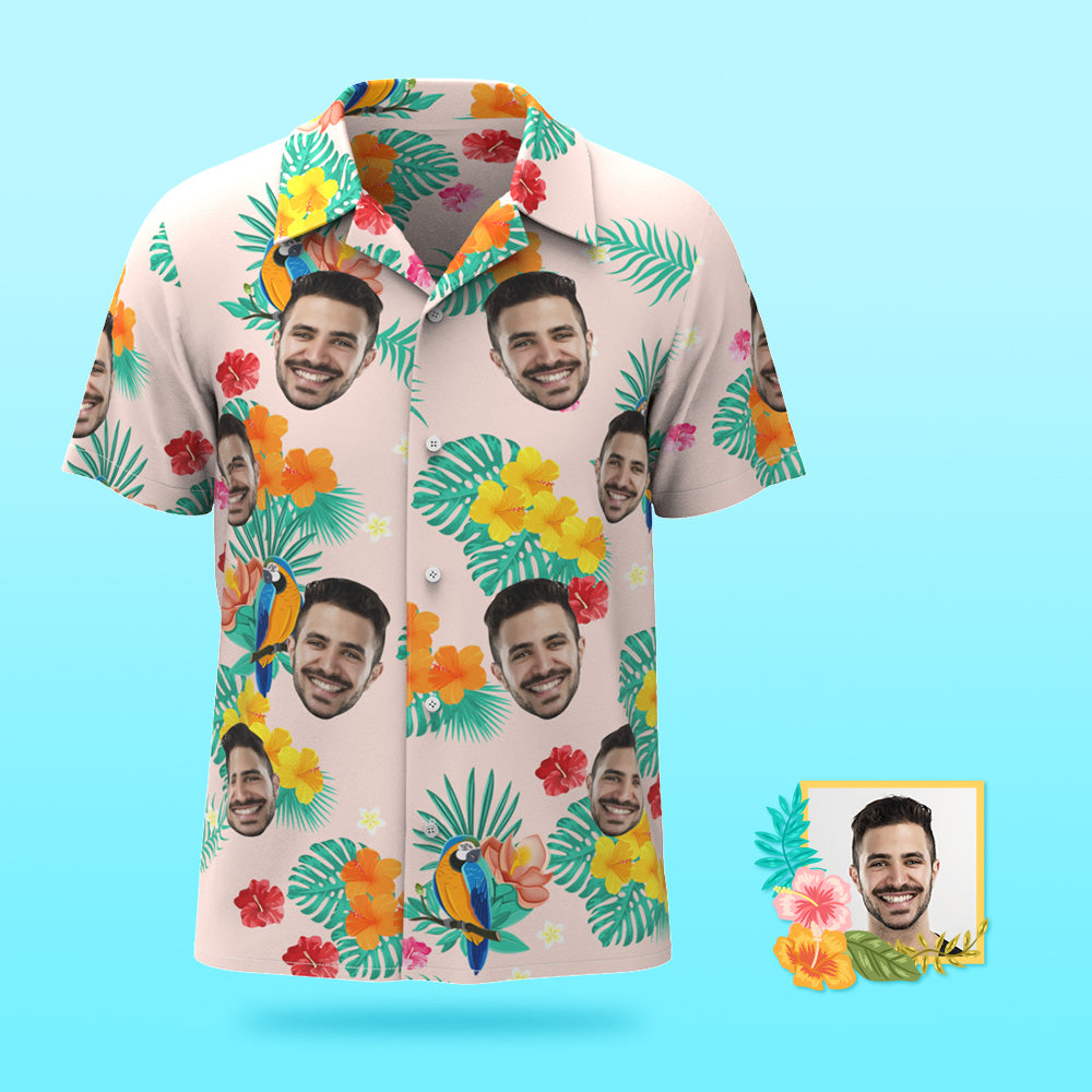 Custom Photo Hawaiian Shirt Beach Vacation Men's Popular All Over Print Hawaiian Beach Shirt Holiday Gift Island Time - MyFaceBoxer