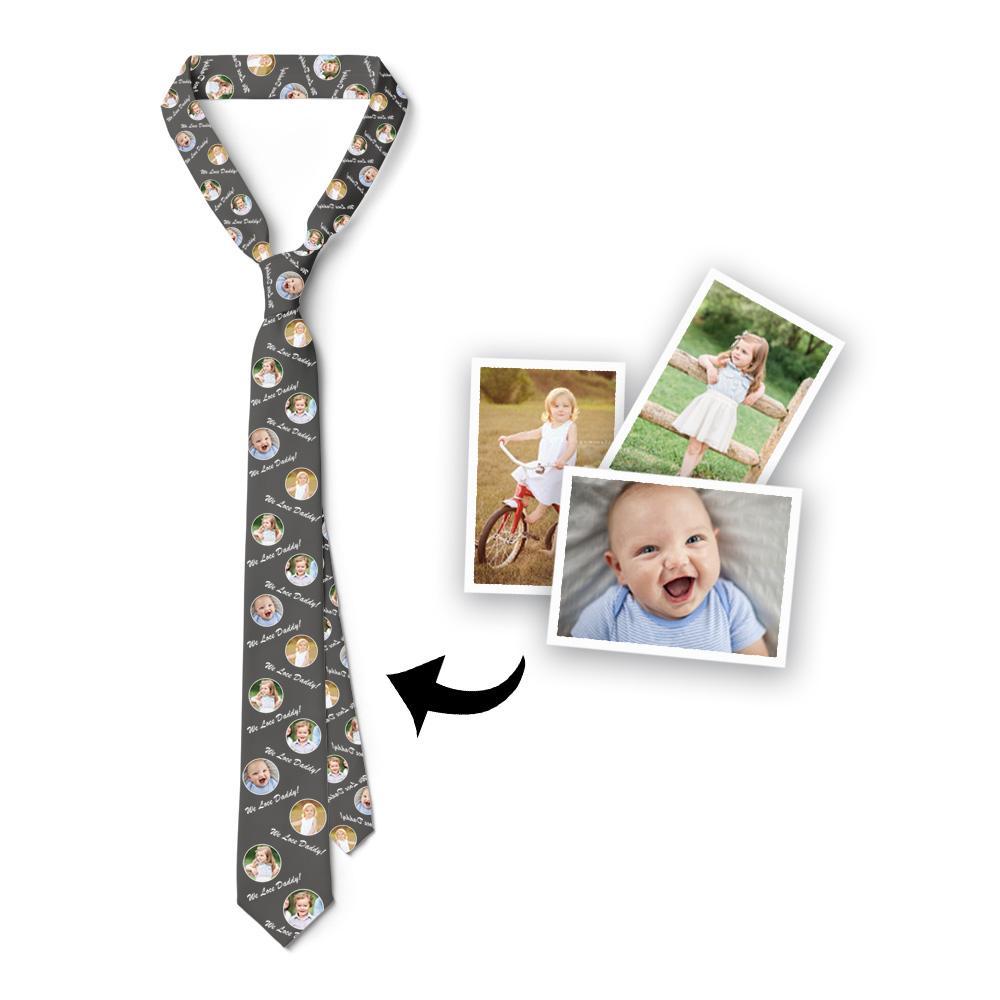 Gift For Father Custom Photo On Necktie We Love Dad - MyFaceBoxer