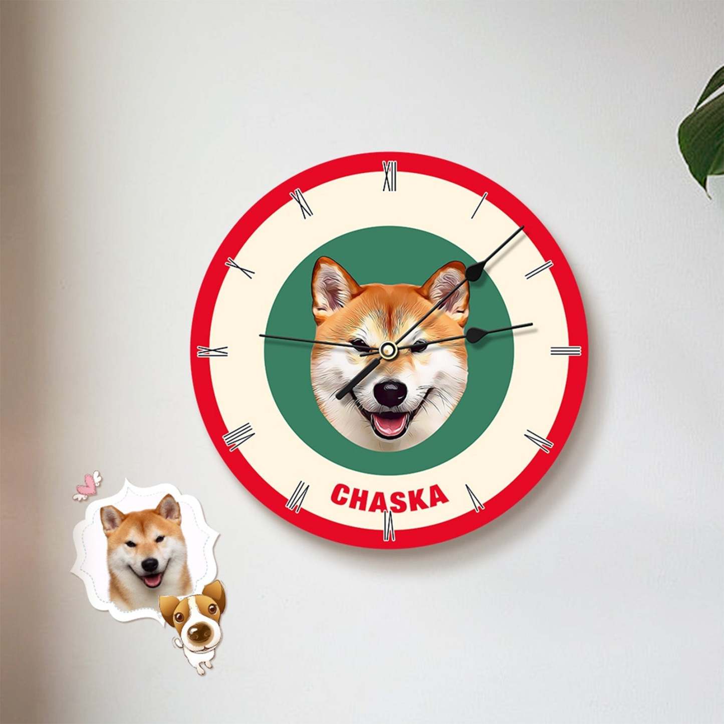 Custom Pet Face Clock Personalized Round Cute Wall Clock Home Decor For Pet Lover - Black & White - MyFaceBoxer