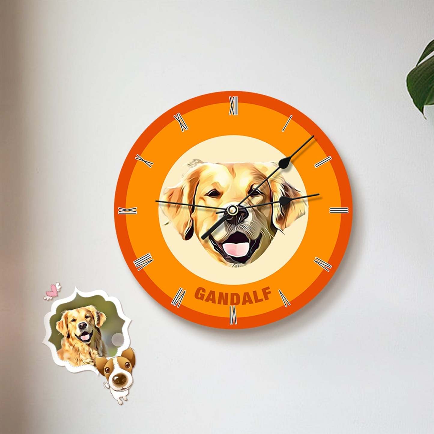 Custom Pet Face Clock Personalized Round Cute Wall Clock Home Decor For Pet Lover - Black & White - MyFaceBoxer