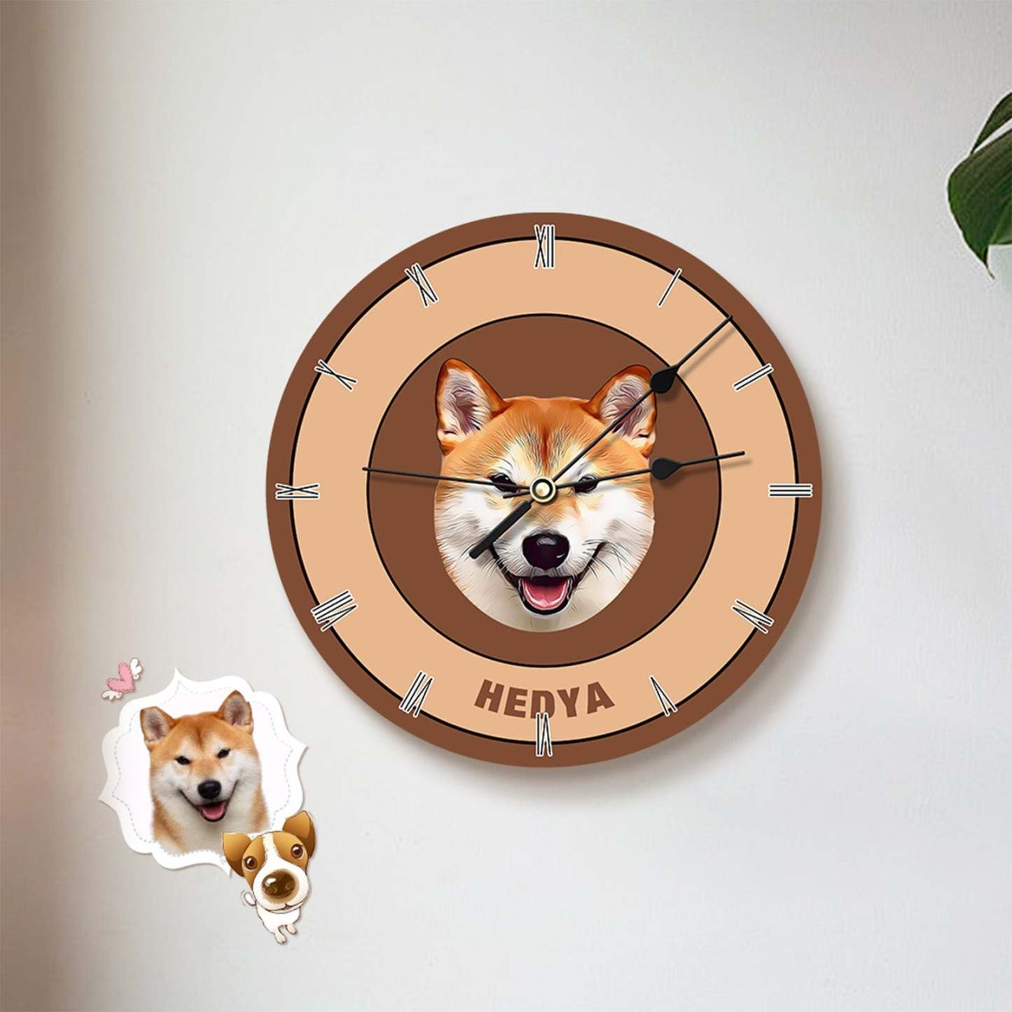 Custom Pet Face Clock Personalized Round Cute Wall Clock Home Decor For Pet Lover - Black & White - MyFaceBoxer