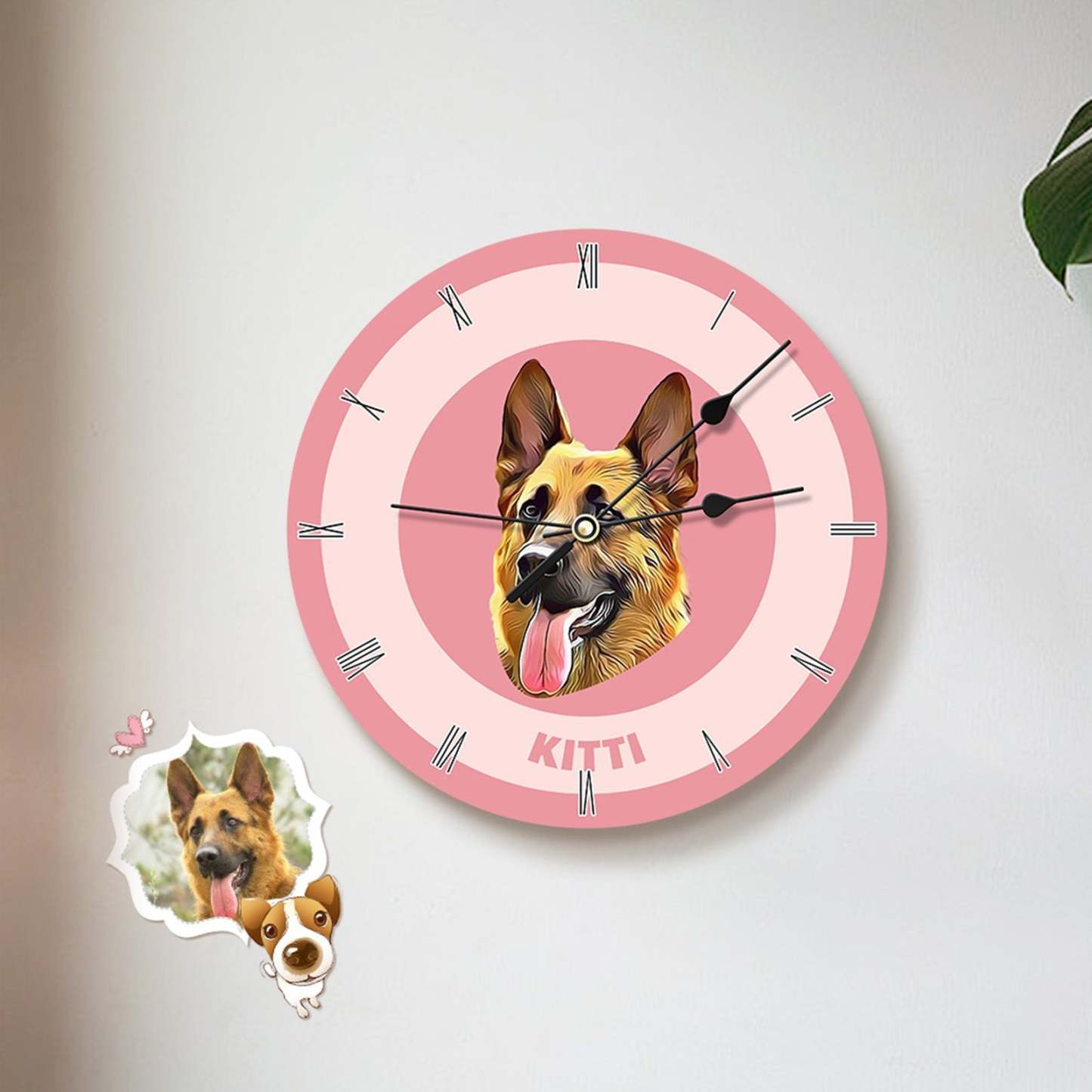 Custom Pet Face Clock Personalized Round Cute Wall Clock Home Decor For Pet Lover - Black & White - MyFaceBoxer