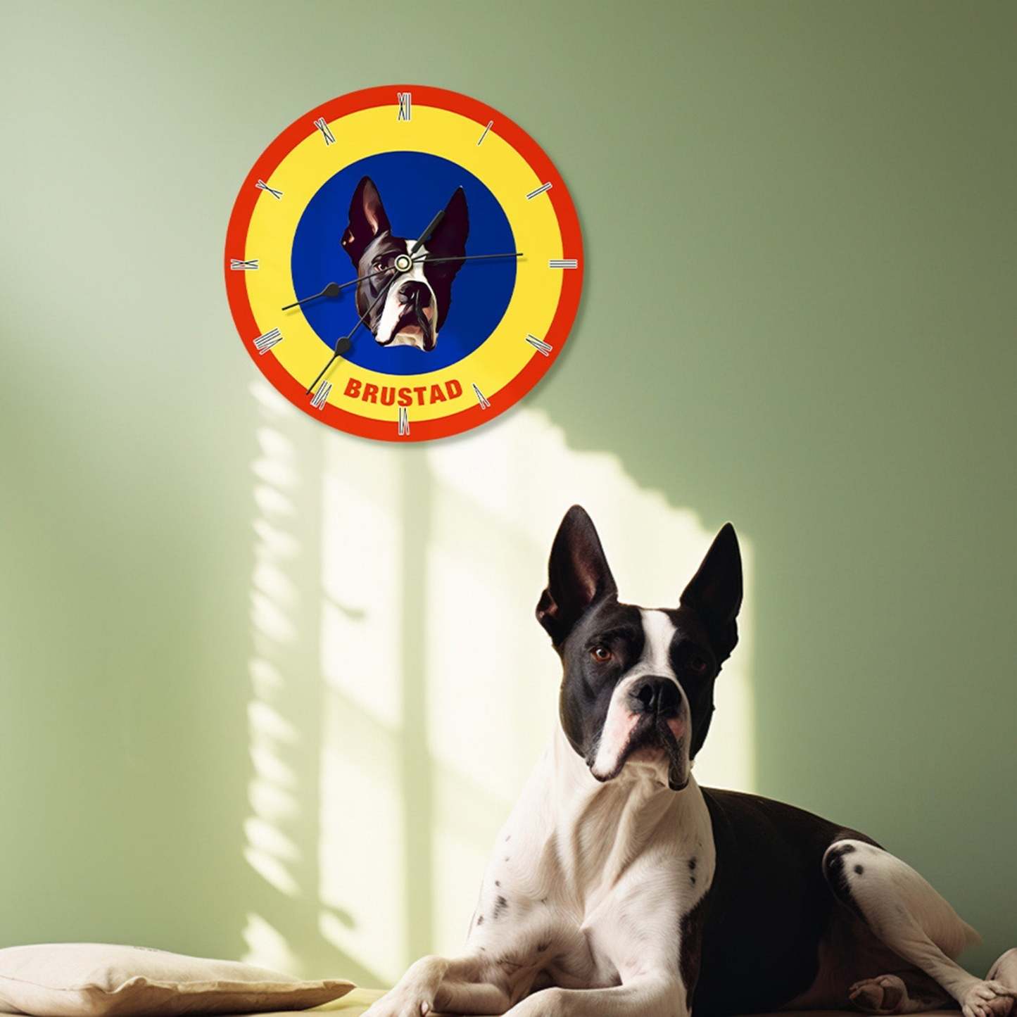 Custom Pet Face Clock Personalized Round Cute Wall Clock Home Decor For Pet Lover - Black & White - MyFaceBoxer