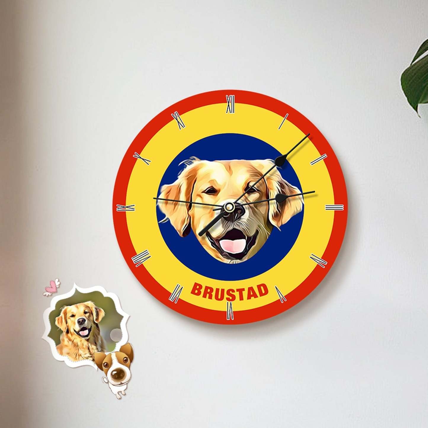 Custom Pet Face Clock Personalized Round Cute Wall Clock Home Decor For Pet Lover - Black & White - MyFaceBoxer