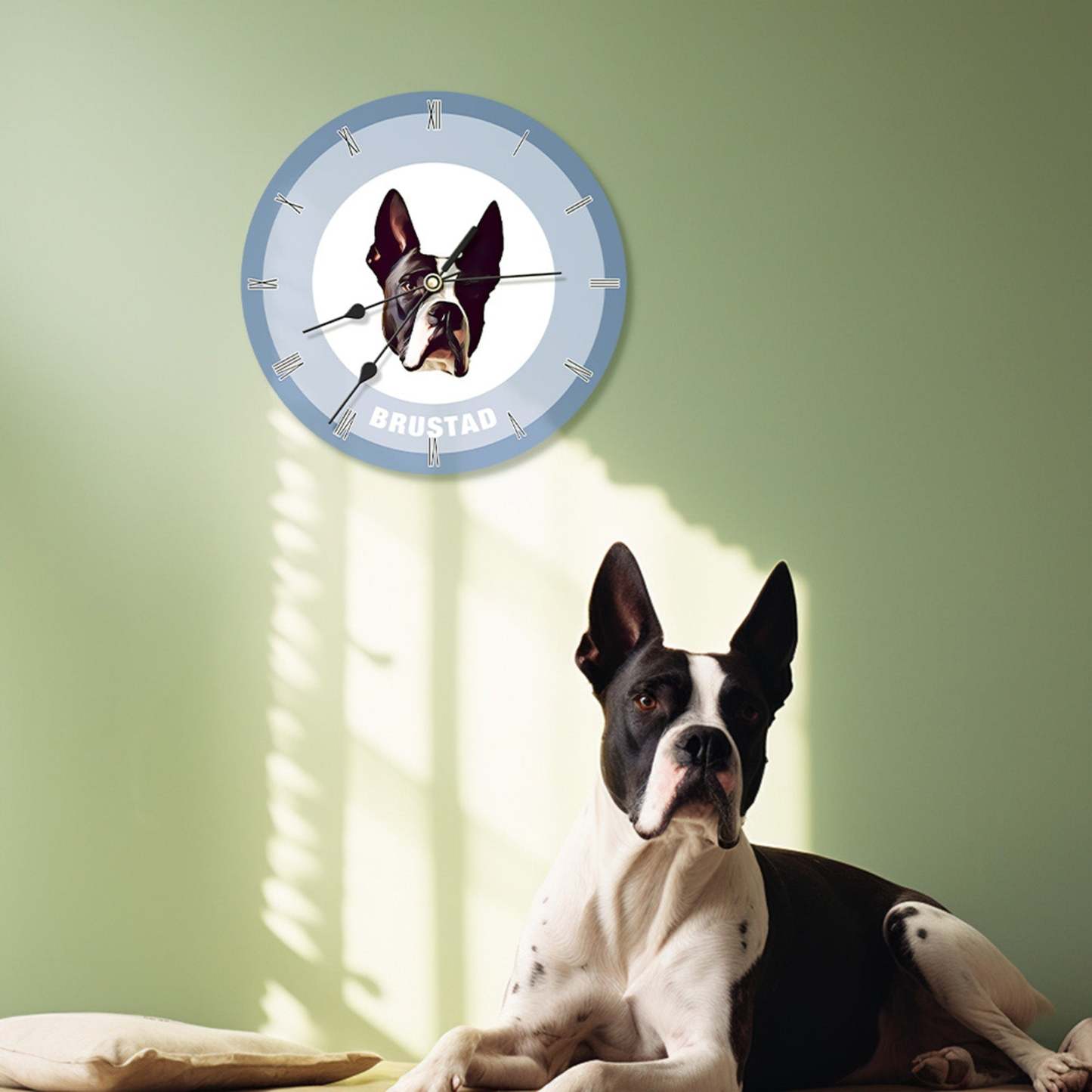 Custom Pet Face Clock Personalized Round Cute Wall Clock Home Decor For Pet Lover - Black & White - MyFaceBoxer