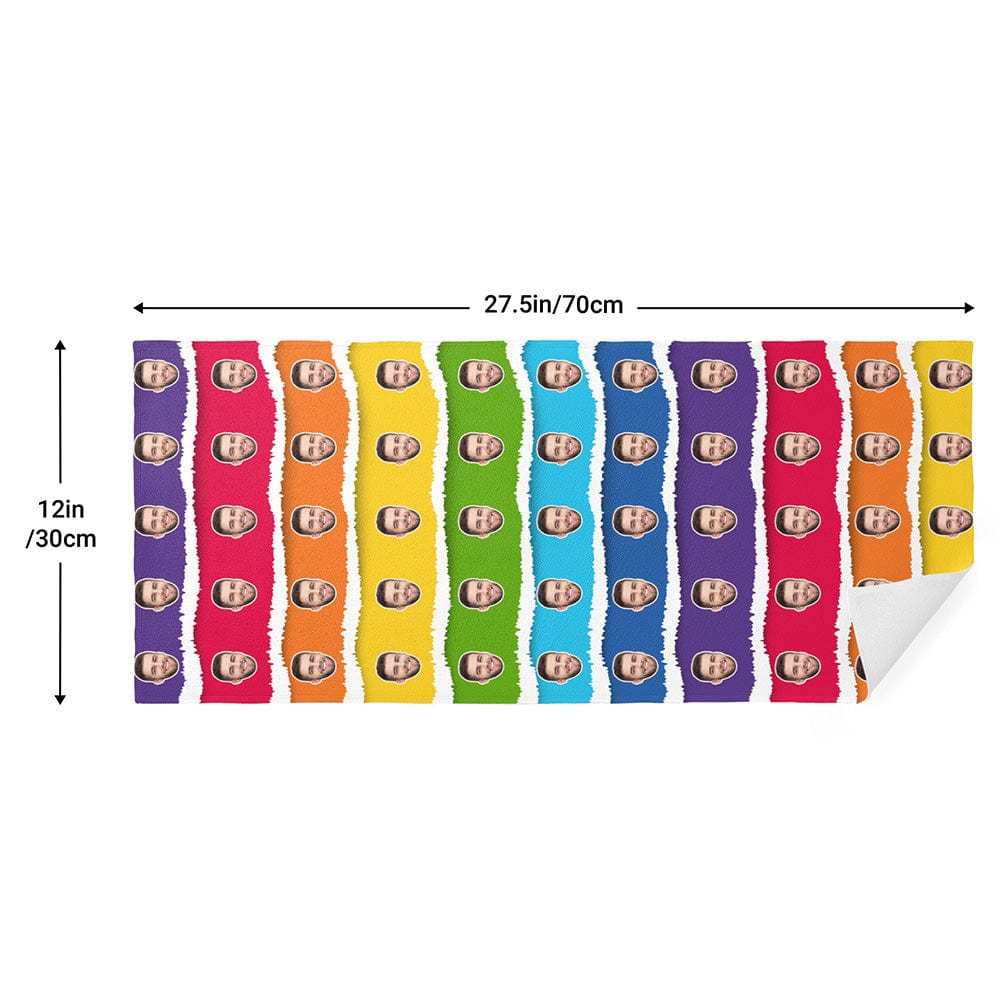 Custom Face Towel Personalized Photo Towel Funny Gift for Boyfriend - Rainbow Cake - MyFaceBoxer