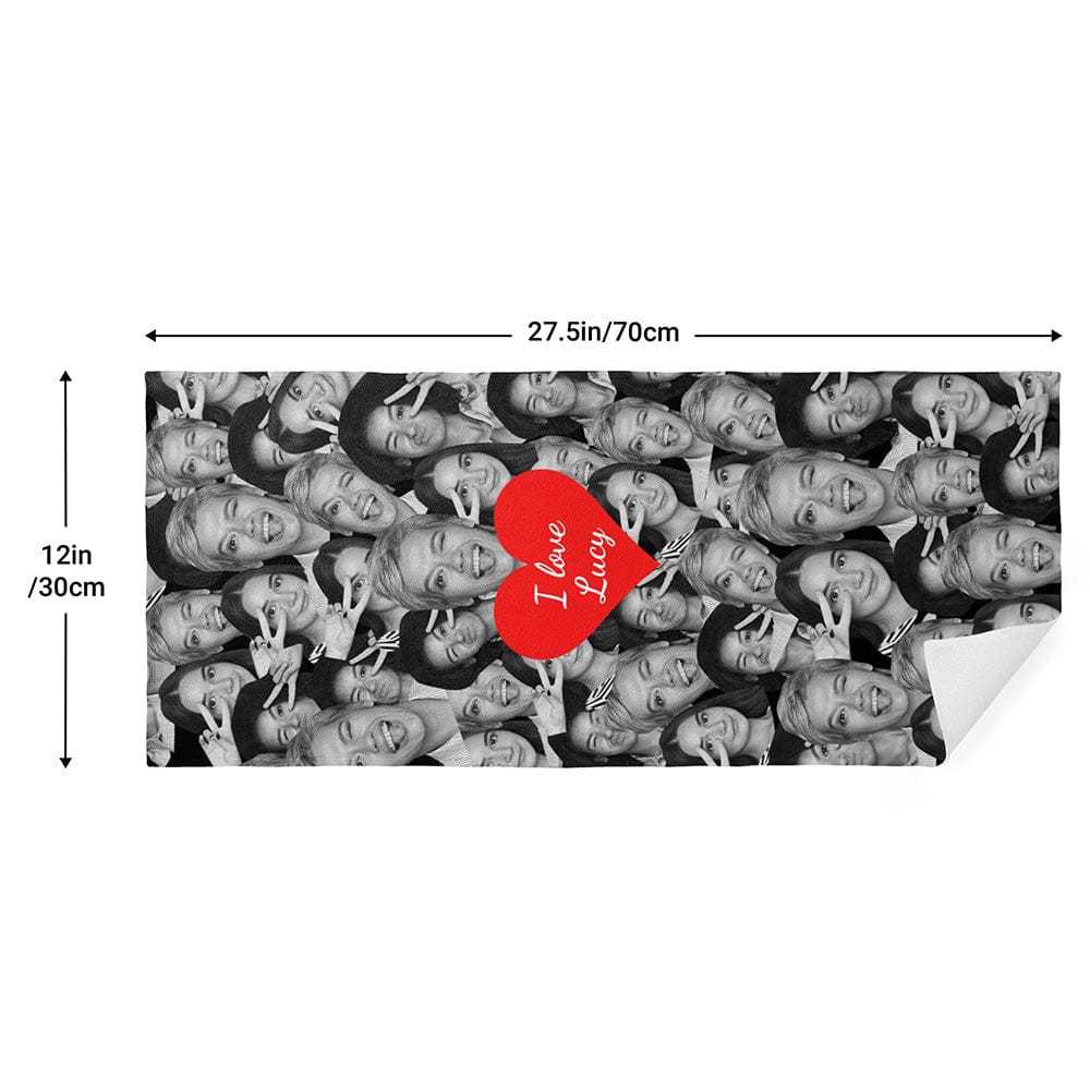 Personalized Photo Towel Memorial Gifts for Friends With Red Heart - MyFaceBoxer