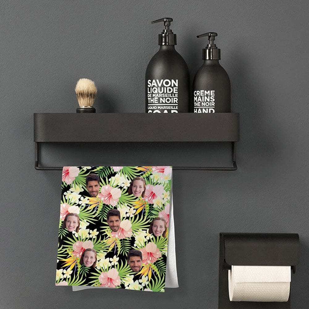 Personalised Towel With Couple Faces Hawaii Style Towel Gifts for Couple - MyFaceBoxer