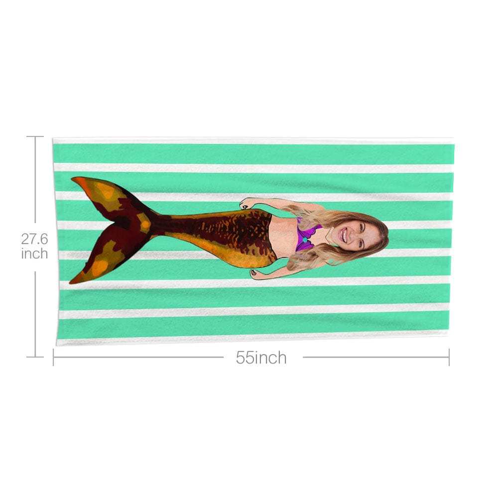 Custom Face Beach Towel Personalized Sexy Mermaid Beach Towel Funny Gift for Summer - MyFaceBoxer
