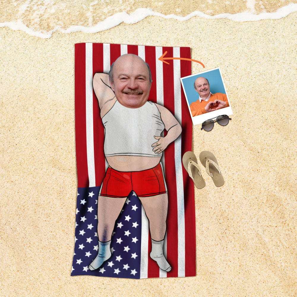 Custom Face Beach Towel Personalized Plus Size Man Style Beach Towel Funny Gift for Summer - MyFaceBoxer