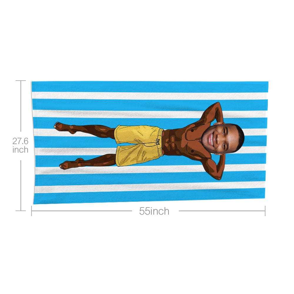 Custom Face Beach Towel Personalized Muscle Guy in Yellow Shorts Beach Towel Funny Gift for Summer - MyFaceBoxer