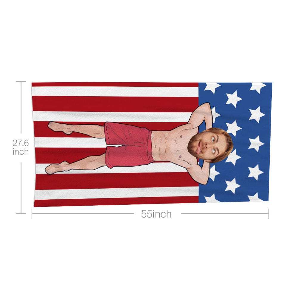 Custom Face Beach Towel Personalized Flag Style Beach Towel Funny Gift for Summer - MyFaceBoxer