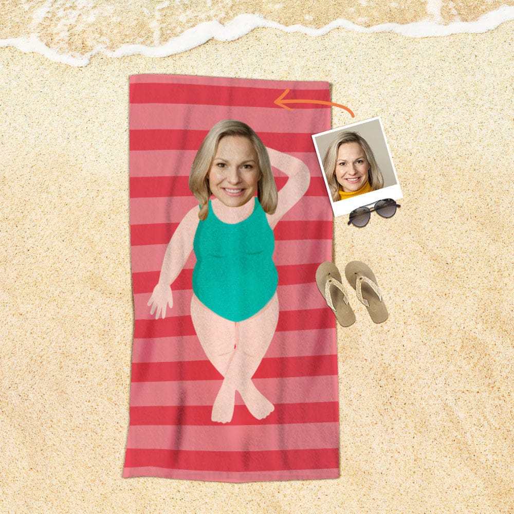 Custom Face Beach Towel Personalized Plus Size Beauty Beach Towel Funny Gift for Summer - MyFaceBoxer