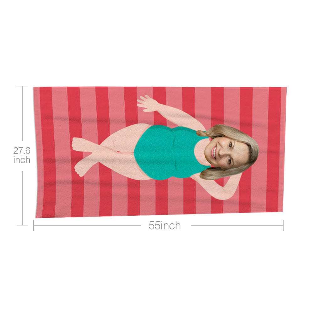 Custom Face Beach Towel Personalized Plus Size Beauty Beach Towel Funny Gift for Summer - MyFaceBoxer