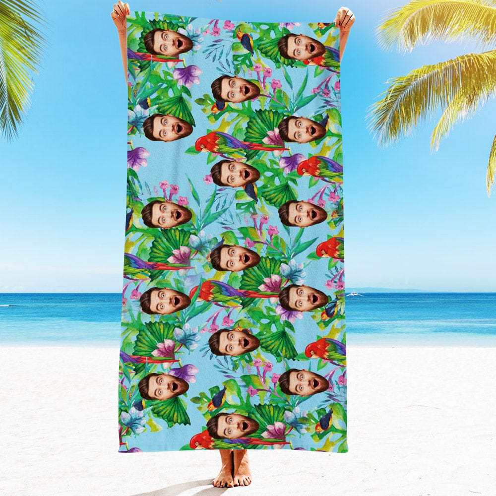 Personalized Beach Towels with Photo Custom Red Bird Beach Towel - MyFaceBoxer