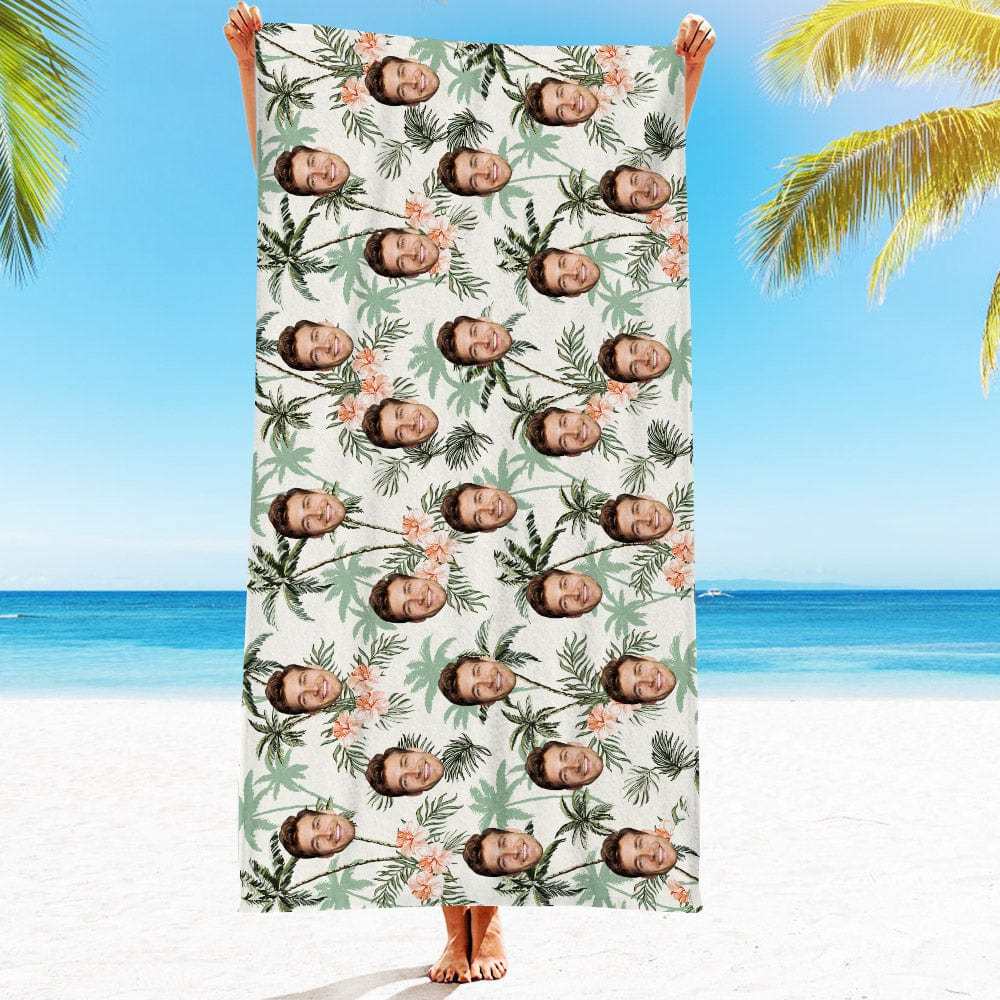 Personalized Beach Towels with Photo Custom Summer Trees Beach Towel - MyFaceBoxer