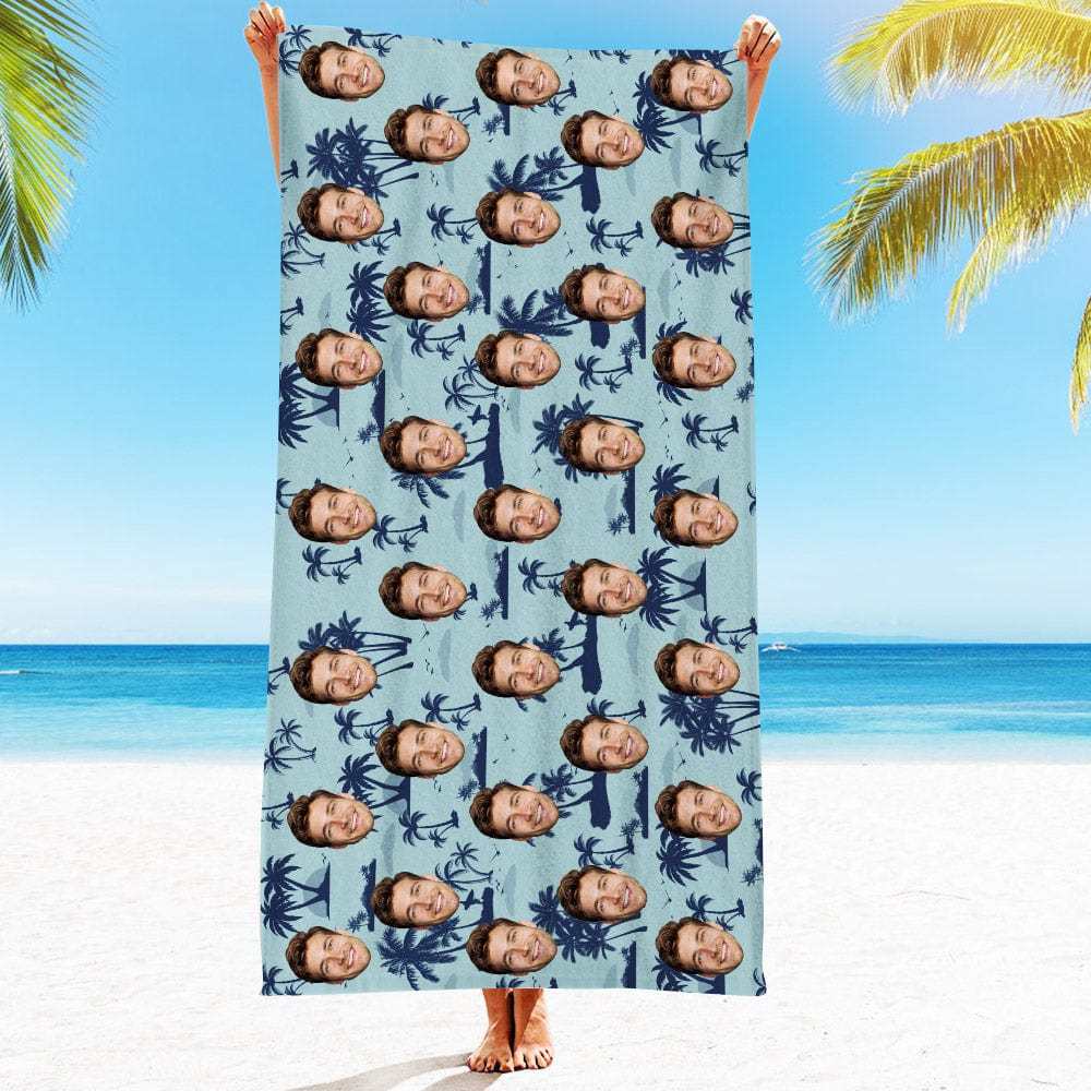 Personalized Beach Towels with Photo Custom Coconut Trees Beach Towel - MyFaceBoxer