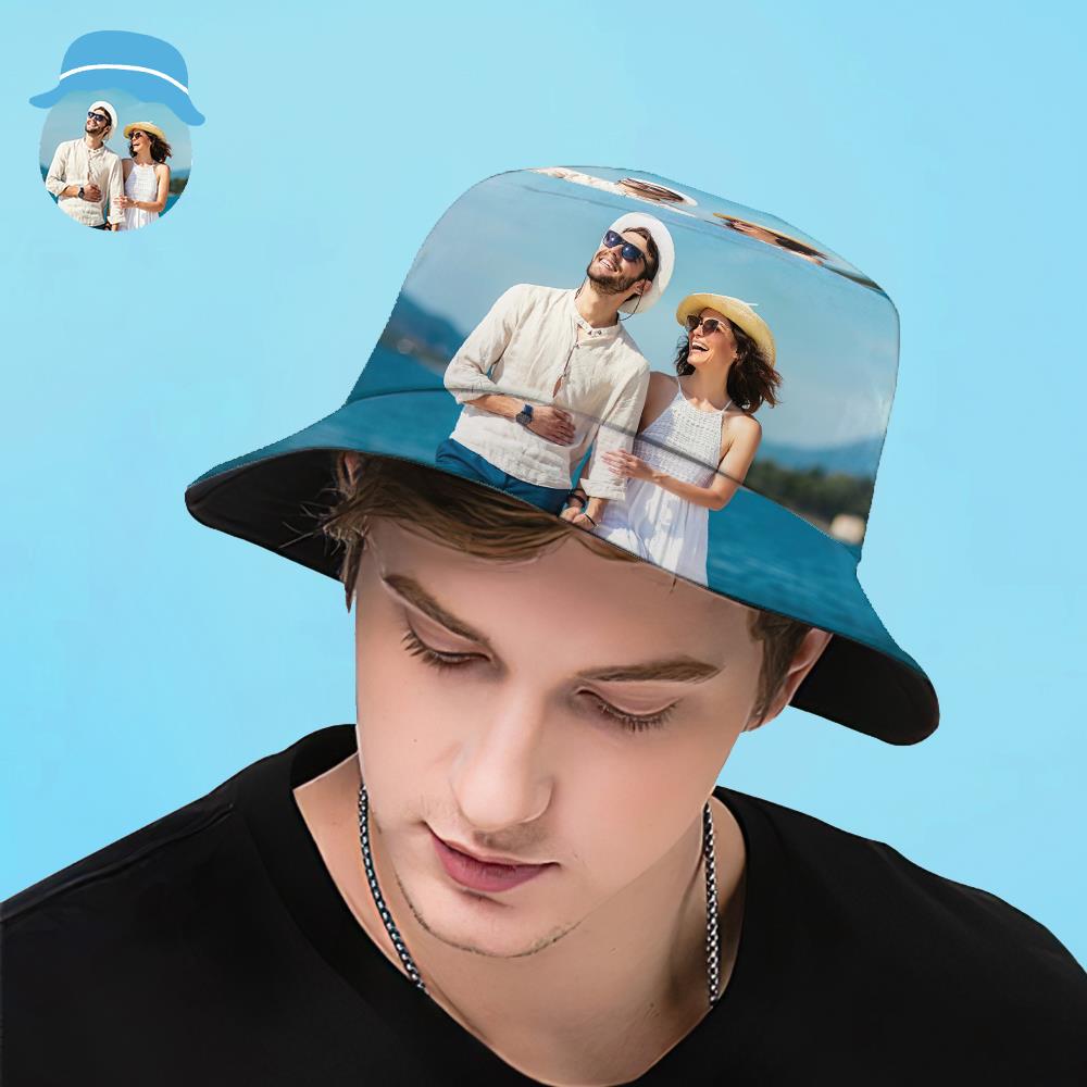Custom Bucket Hat Unisex Photo Bucket Hat Personalize Wide Brim Outdoor Summer Cap Hiking Beach Sports Hats Gift for Lover - MyFaceBoxer